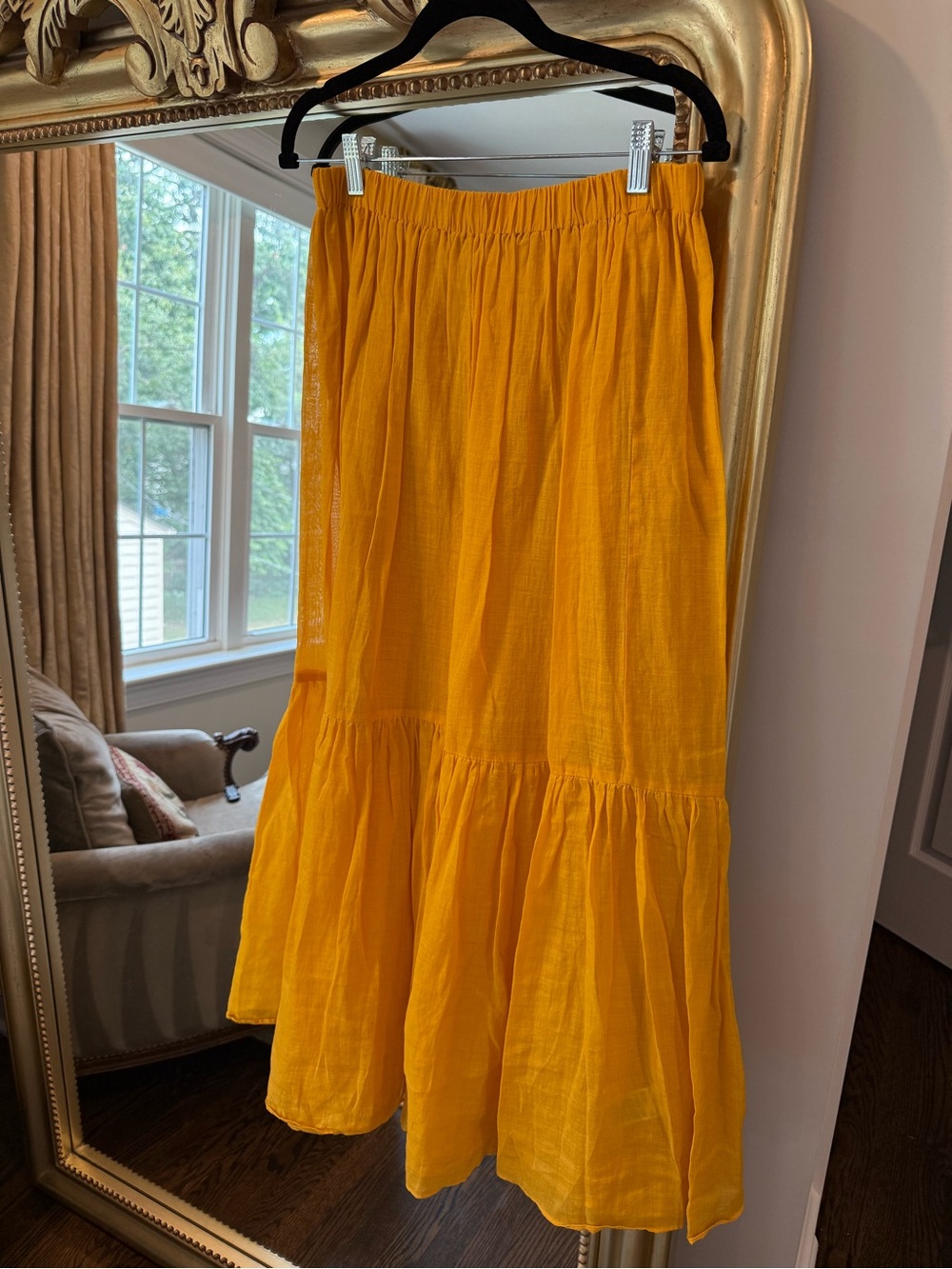 Banana Republic Bright Yellow Tiered Maxi Skirt